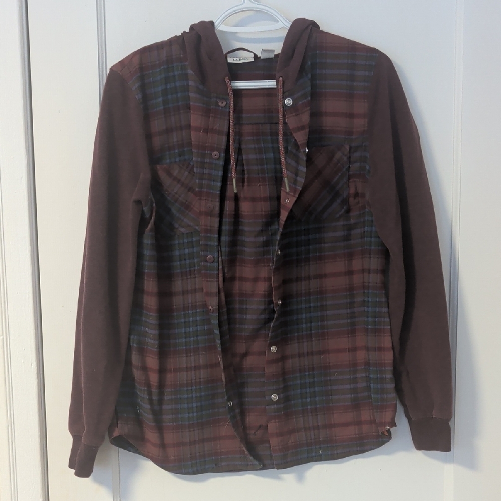 L.L. Bean Burgundy Checkered Shirt Women's Small